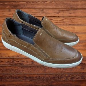 Roan Footwear Shoes Men's Size 12 Leather Slip On Brown White Sole EUC